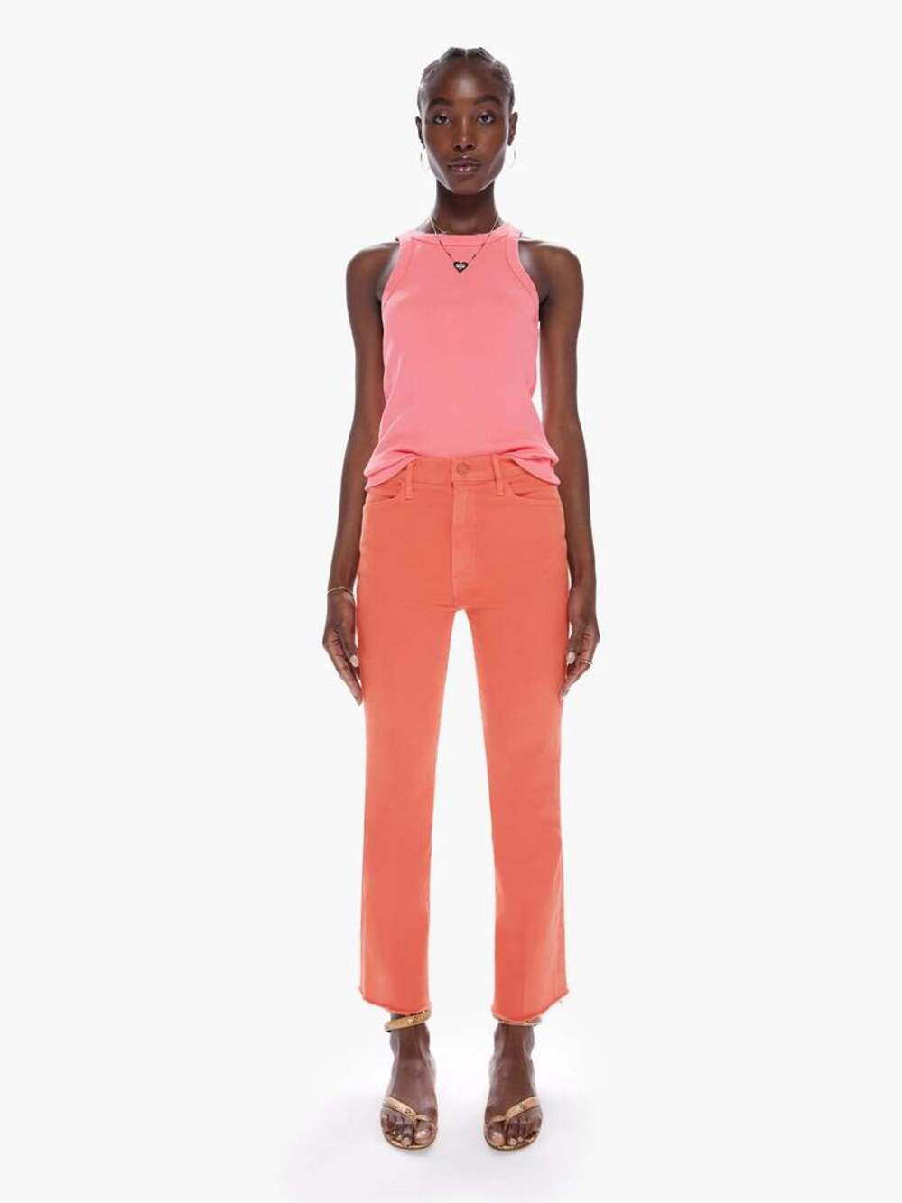 NWOT Mother The Hustler Ankle Fray size 27 Persimmon coral